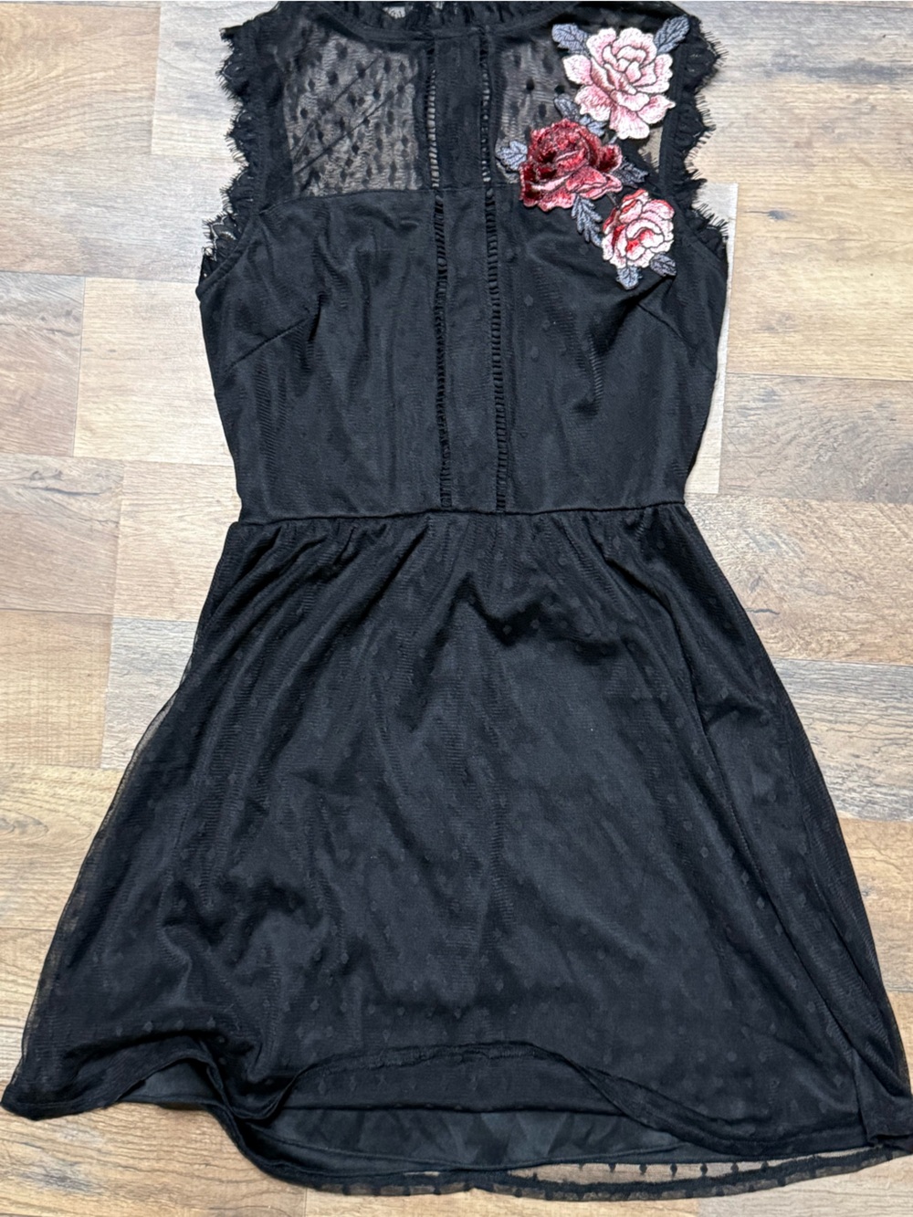 Lots of Love by Speechless Lace Rose Mesh Mini Dress Black🥀•Size M• - Picture 10 of 11